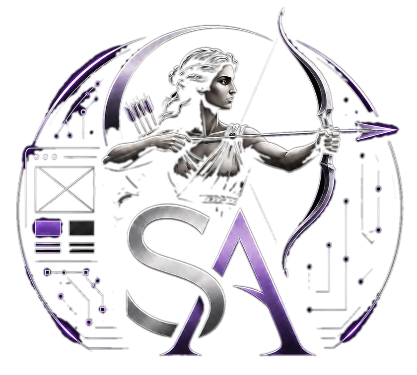 Skedio Artemis emblem — Artemis drawing a bow inside a circuit-traced ring